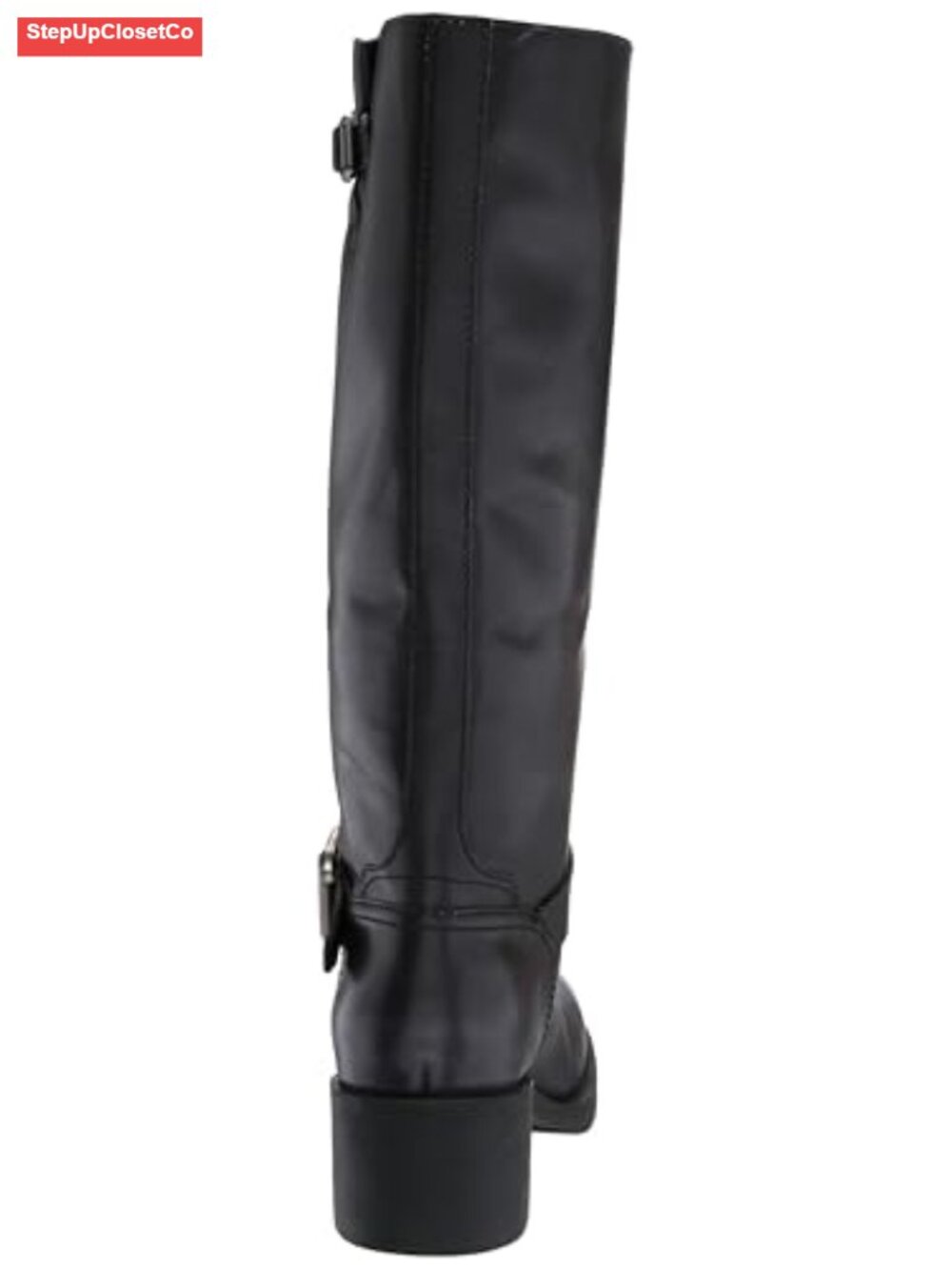 Women's Knee-High Leather Boots Tall Shaft Harness with Buckle Detail - Picture 2 of 5